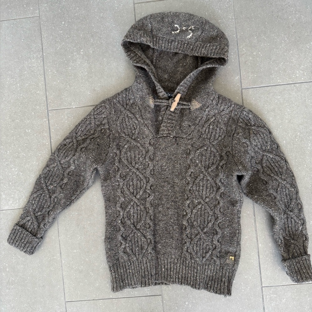 Scotch & Soda Gray Cable Knit Crewneck Sweater